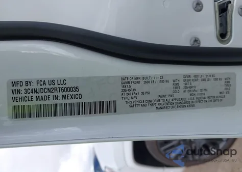 2024 Jeep Compass Limited 4X4 из США, поврежденный, VIN 3C4NJDCN2RT600035